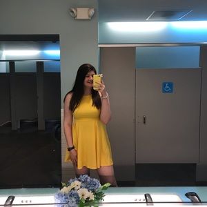 Romwe Yellow Scalloped Dress
